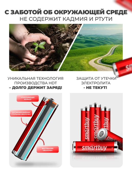 SmartBuy Батарейки пальчиковые АА LR6, алкалиновые, 24 шт, 24 шт, фото 2