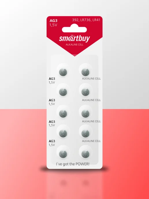 SmartBuy Батарейки алкалиновые дисковые AG3, LR41, LR736, 10шт, 10 шт, фото 6