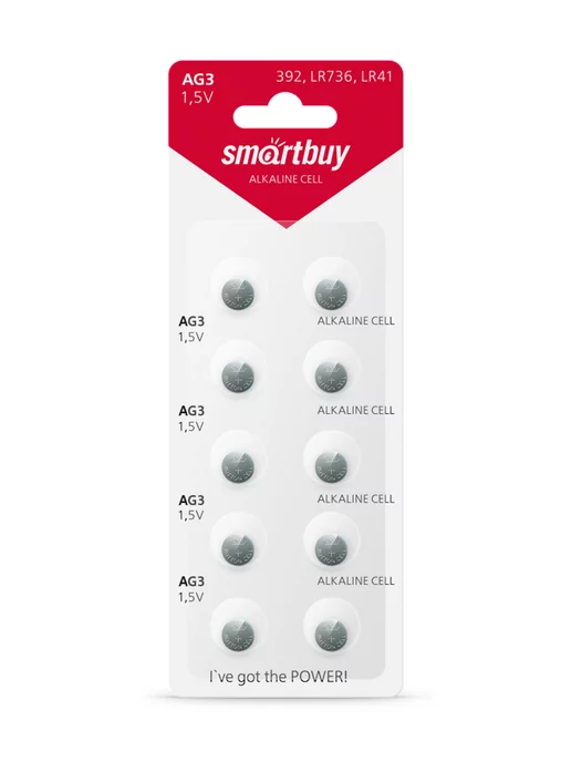 SmartBuy Батарейки алкалиновые дисковые AG3, LR41, LR736, 10шт, 10 шт, фото 8