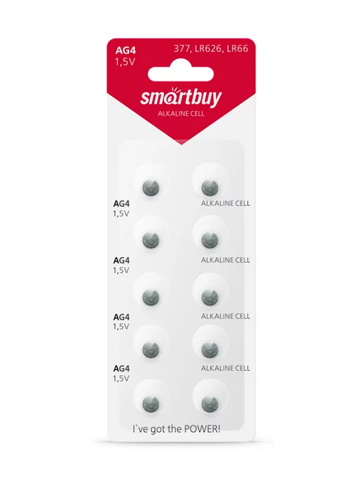 SmartBuy Батарейки дисковые круглые AG4 (LR66, LR626), 10 шт, 10 шт, фото 8