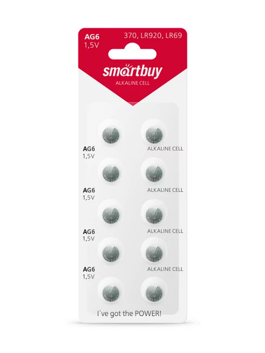 SmartBuy Батарейки дисковые круглые AG6 (LR69, LR921), 10 шт, 10 шт, фото 8