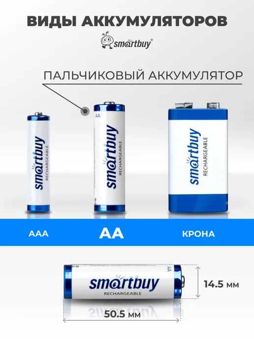 SmartBuy Аккумуляторные батарейки AA пальчиковые, 2100 мАч 2 ш, 2100 мАч, фото 4