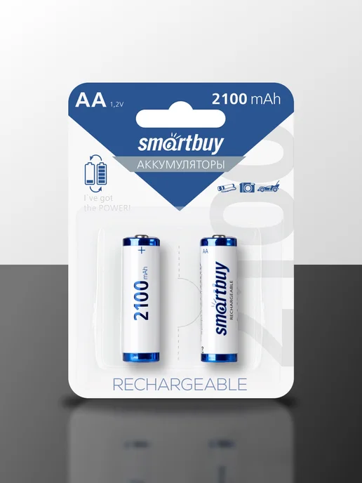 SmartBuy Аккумуляторные батарейки AA пальчиковые, 2100 мАч 2 ш, 2100 мАч, фото 6