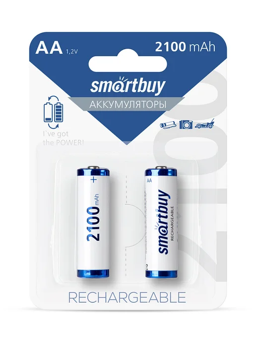 SmartBuy Аккумуляторные батарейки AA пальчиковые, 2100 мАч 2 ш, 2100 мАч, фото 8