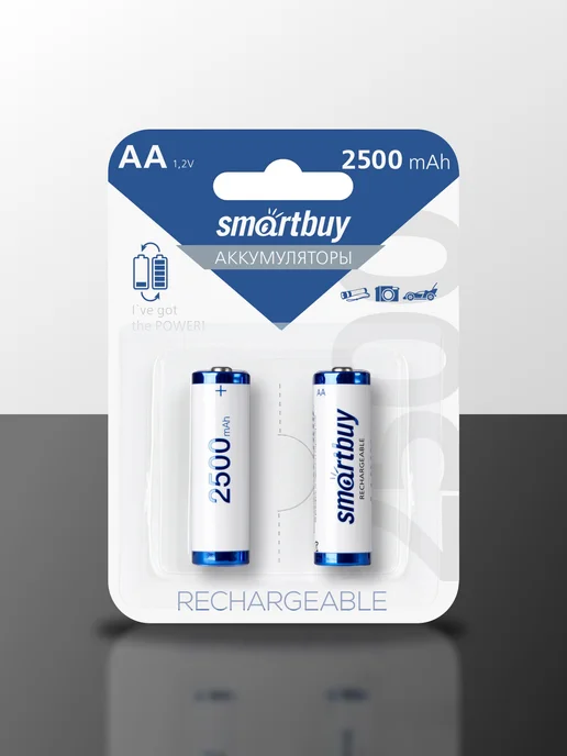SmartBuy Аккумуляторные батарейки AA пальчиковые, 2500 мАч 2 ш, 2500 мАч, фото 6