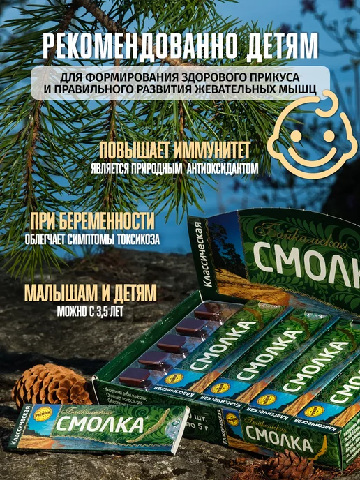 Смолка Байкальская Натуральная жевательная резинка смолка, 5шт х5гр, 5 шт, фото 3