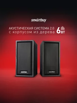 Колонки для компьютера деревянные ONE 6 ВТ черные Smartbuy 212980210 купить за 693 ₽ в интернет-магазине Wildberries