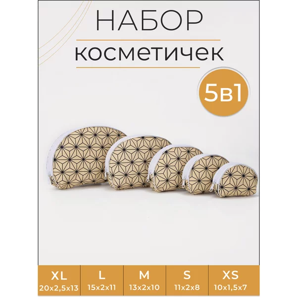 Набор косметичек 5 в 1 на молнии