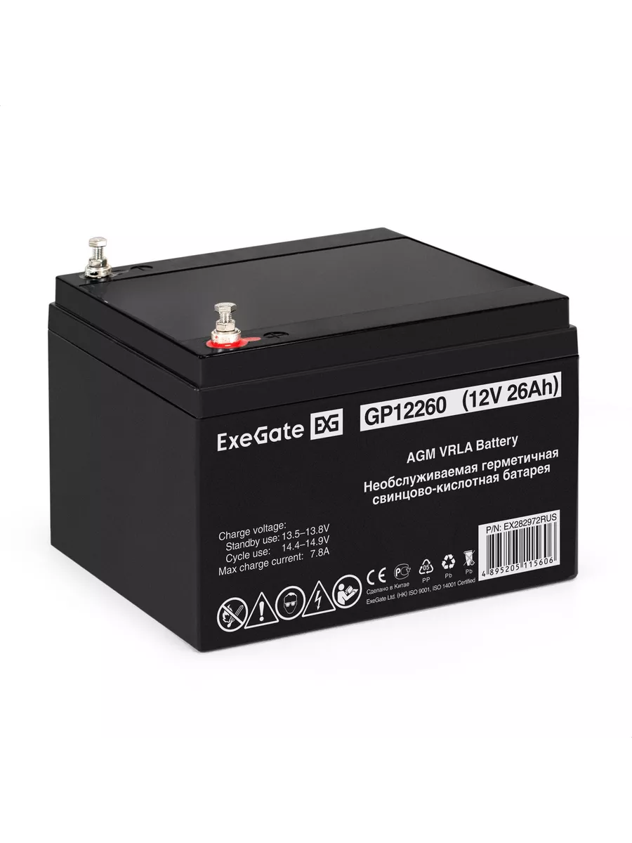 АКБ ExeGate GP12260 (12V 26Ah, болт М5)