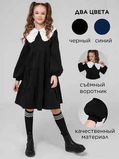 Платье для девочки черное с длинным рукавом PALEBERRY 213059566 купить за 2 116 ₽ в интернет-магазине Wildberries