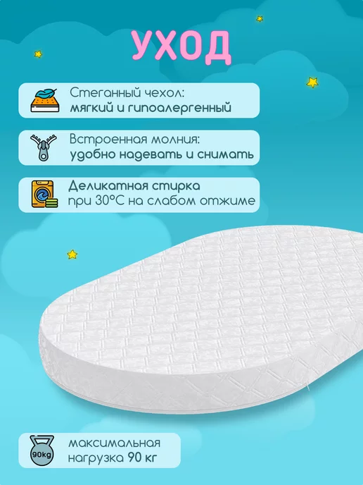KidRoom Ортопедический овальный матрас 125х75, 125x75, фото 5