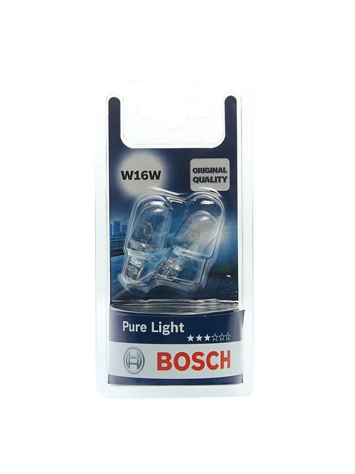 BOSCH Лампа 12V W16W W2.1x9.5d блистер (2шт.) Pure Light, 16 Вт, 2 шт