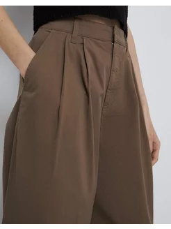 Коричневые брюки Wide Leg из твила Gloria Jeans 213155344 купить за 1 439 ₽ в интернет-магазине Wildberries