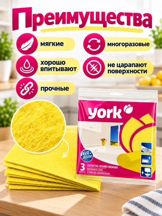 ФЛАТЕЛЬ Салфетки для уборки вискозные 2 упаковки по 3 штук, голубой, фото 3