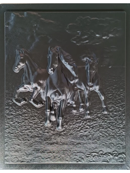 Нет бренда Пластиковая форма для 3D панели Пано 3 Коня 50х40см, 50x40 см, фото 2