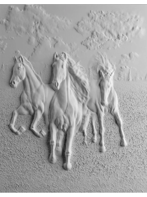 Нет бренда Пластиковая форма для 3D панели Пано 3 Коня 50х40см, 50x40 см, фото 4