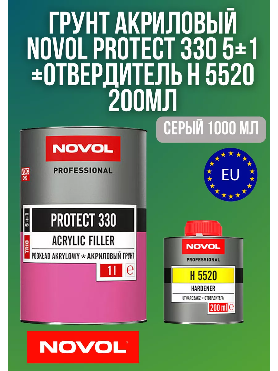 Грунт акриловый PROTECT 330 1л+0,2л серый