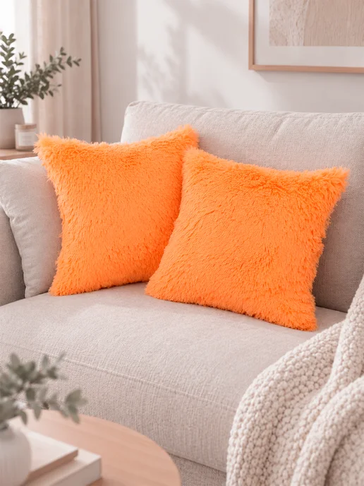 МАТЕX Комплект декоративных подушек МАТЕХ PLUSH из 2 шт меховые, 2 шт, фото 4