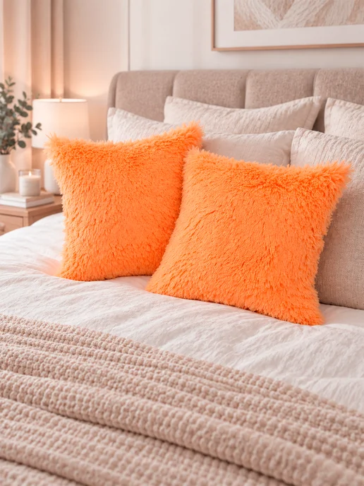 МАТЕX Комплект декоративных подушек МАТЕХ PLUSH из 2 шт меховые, 2 шт, фото 7