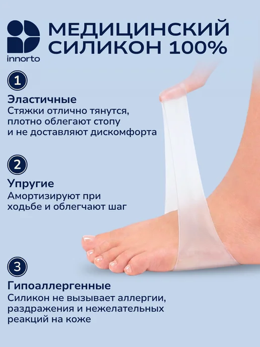INNORTO Супинаторы ортопедические при плоскостопии, белый, фото 5