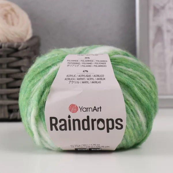 Пряжа для вязания «Raindrops» 115м/50гр, 2912 зелёный меланж