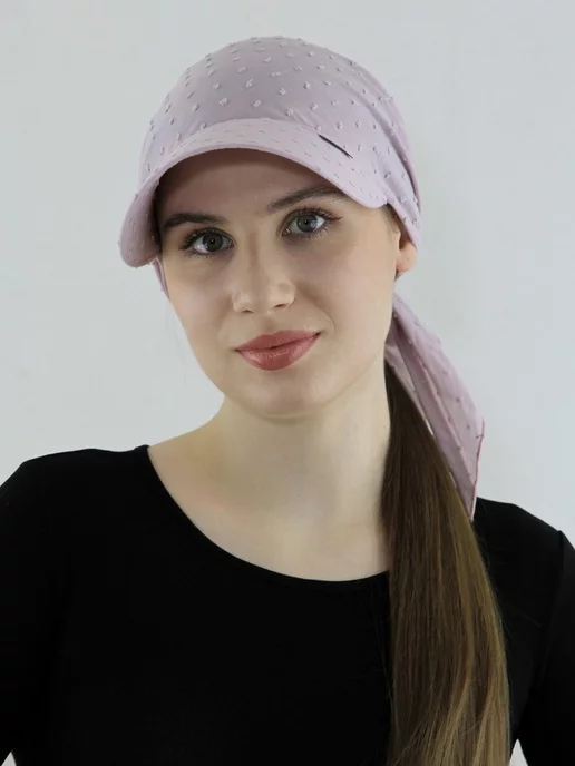 Мир ШЛЯП Козырек от солнца с косынкой летний, розовый, фото 5