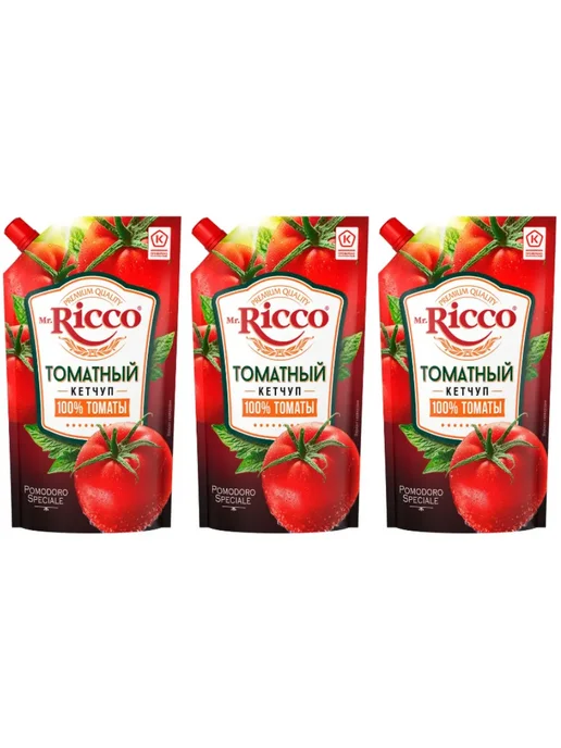 Mr. Ricco Кетчуп Томатный 300 г 3 упаковки, 300 г