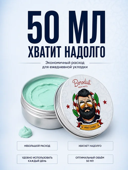 Borodist Паста для укладки волос, стайлинг мужской, 50 мл, 50 мл, фото 8