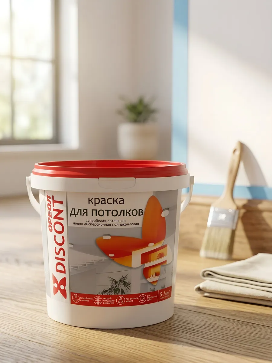 Краска акриловая для потолков матовая белоснежная 1кг