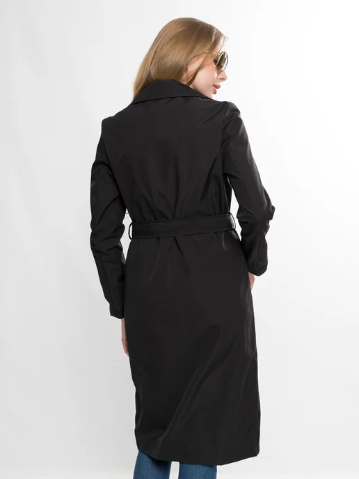 Beautiful fashion Плащ на весну длинный тренчкот демисезонный, черный, фото 3