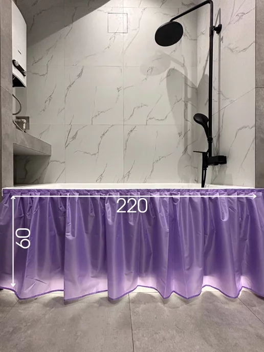 AR Decor 170х60 Штора под ванну тканевая, цвет белый, 220x60, фото 3