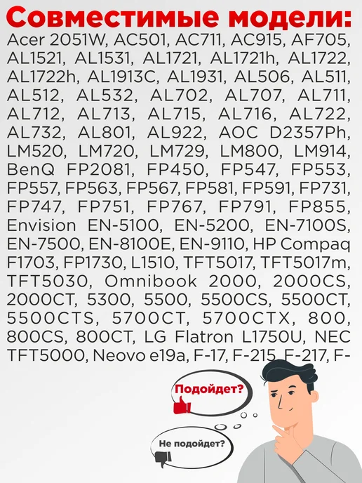 Нет бренда Блок питания для монитора, телевизора 12V 5A 60W 5.5x2.5 мм, 5.5x2.5 мм, 60 Вт, фото 4