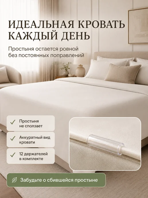AverSSo Держатели для простыни на матрас с кантом 12 шт. фиксаторы, 12 шт, фото 7