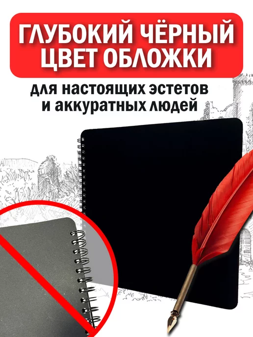 С-ПРИНТ Скетчбук Квадратный - Блокнот для маркеров и акварели, черный, фото 6