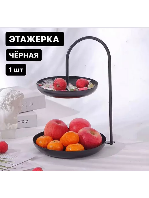 ФУРШЕТ MARKET Фруктовница металлическая этажерка, черный