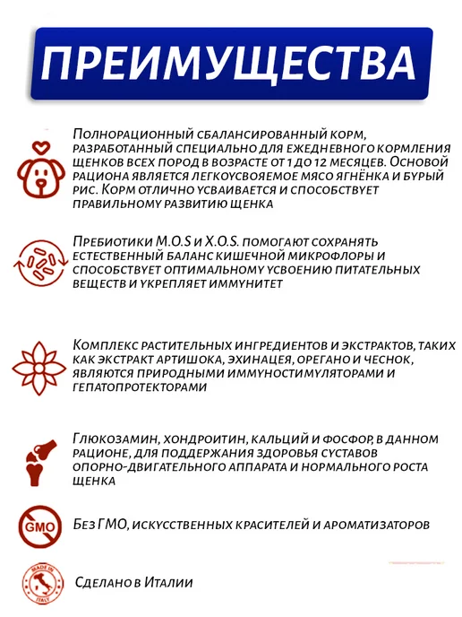 Сухой корм MONGE для собак, щенки, ягненок, 2,5 кг, фото 4