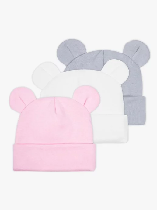 AmaroBaby Шапка детская с ушками чепчик для новорожденных Bear, розовый, фото 6