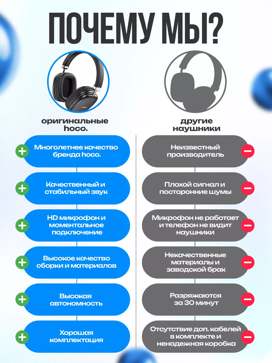 Наушники беспроводные большие накладные c микрофоном Hoco Hoco 213914304  купить за 824 ₽ в интернет-магазине Wildberries