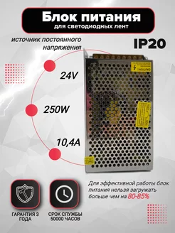 Блок питания IP20 250W 10,4A 24V VeroMaks 213950460 купить за 919 ₽ в интернет-магазине Wildberries