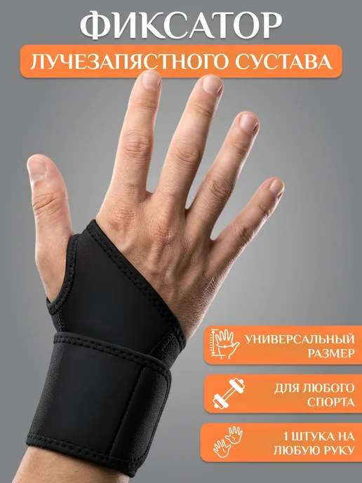 ShopHubRetail Бандаж лучезапястного сустава универсальный, черный