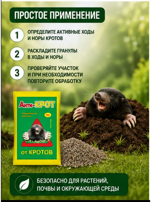 ТПК РОСТИ Анти-крот 10шт по 50гр от кротов, 10 шт, 50 г, фото 4