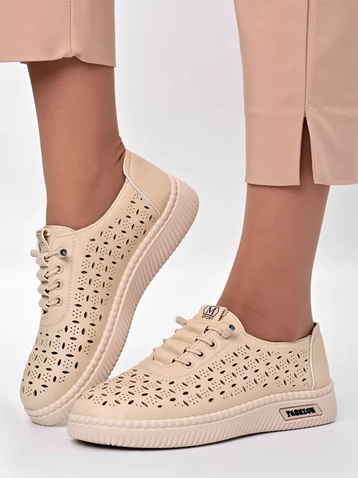 Letsgo Shoes Мокасины кожаные весенние, бежевый, фото 2