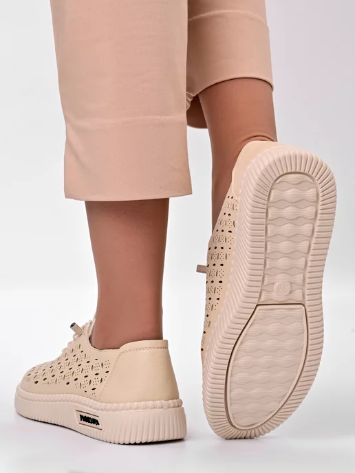Letsgo Shoes Мокасины кожаные весенние, бежевый, фото 4