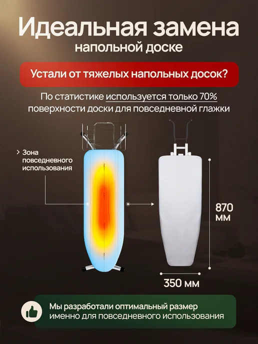UBRANO Гладильная доска настенная откидная встраиваемая, коричневый, фото 8