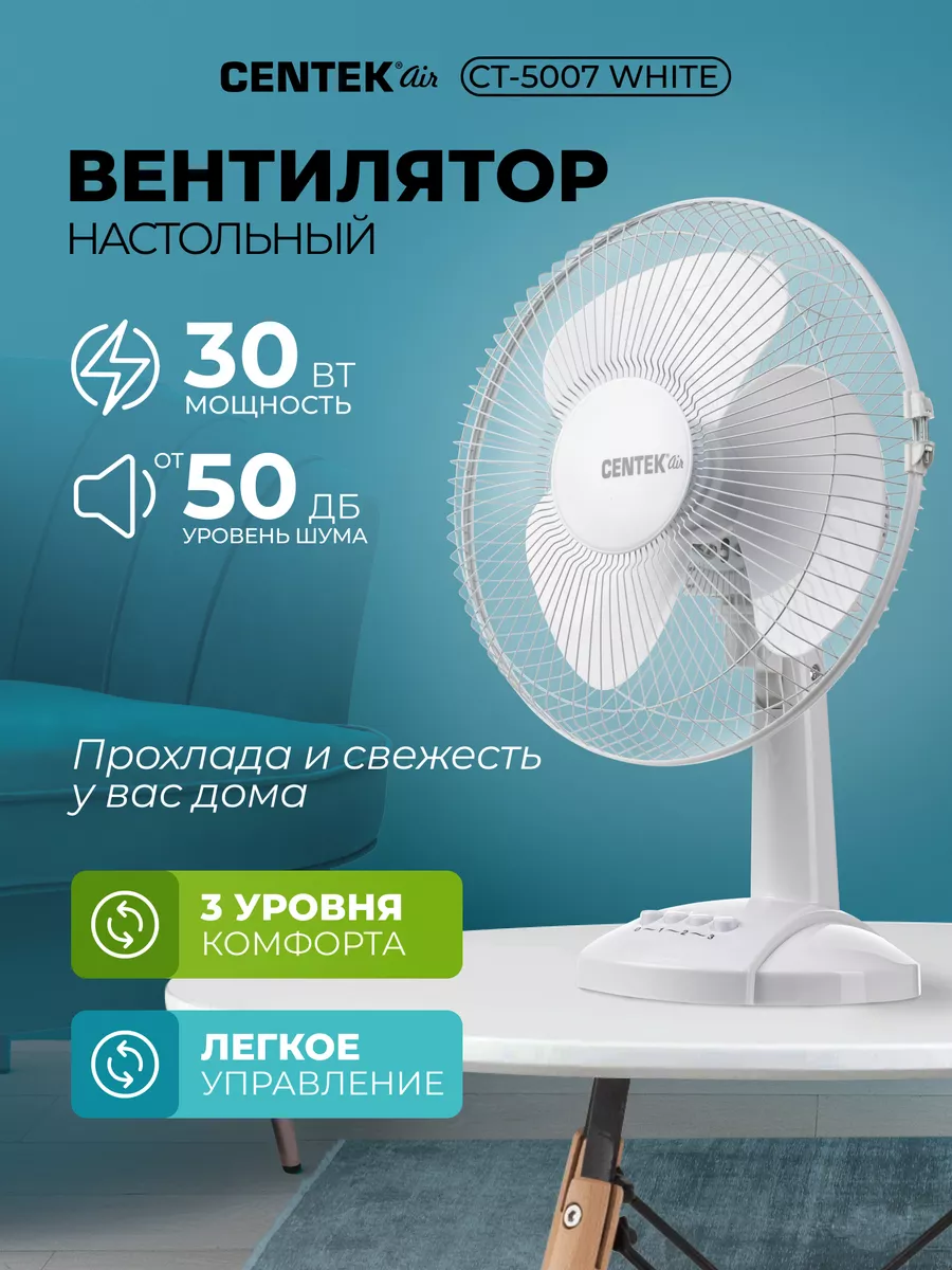 Вентилятор настольный CT-5007 мощный 30 Вт, 34 см CENTEK 214056711 купить  за 2 074 ₽ в интернет-магазине Wildberries