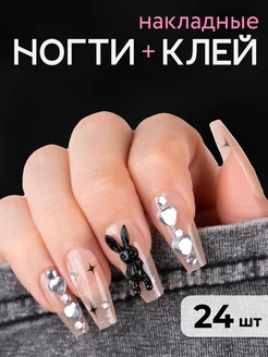 Накладные ногти с дизайном и клеем длинные NailsCrush 214056933 купить за 158 ₽ в интернет-магазине Wildberries