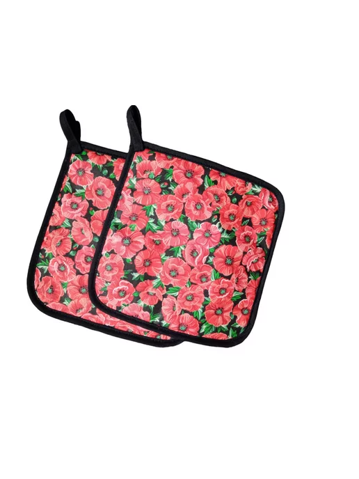 lorena-textile Прихватки кухонные Маки (кб), черный, фото 2