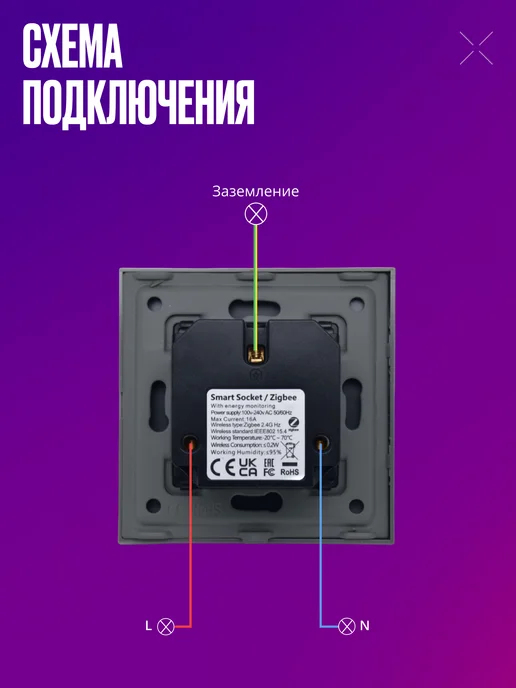 Izba Tech Умная встраиваемая серая розетка Zigbee, серый, фото 8