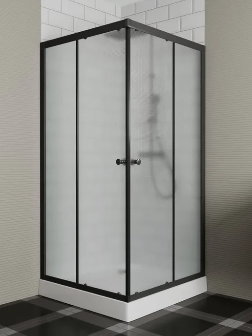 BAUEDGE Душевой уголок 80x80 с поддоном Dream Hit угловой 195 см, черный, фото 4