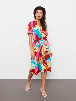 Платье миди с принтом с коротким рукавом Gerry Weber 214179434 купить за 10 624 ₽ в интернет‑магазине Wildberries